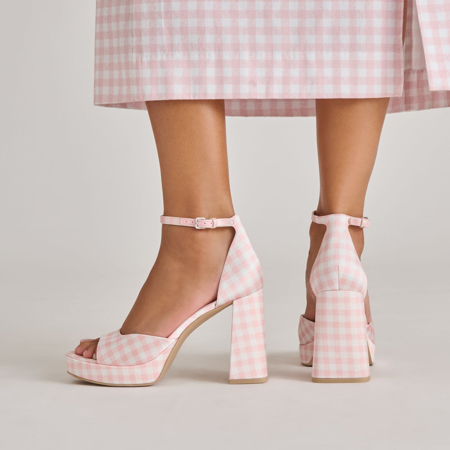 Reyes X Byrdie Golf Pink Plaid Gingham Heels Dolce Vita Outlet