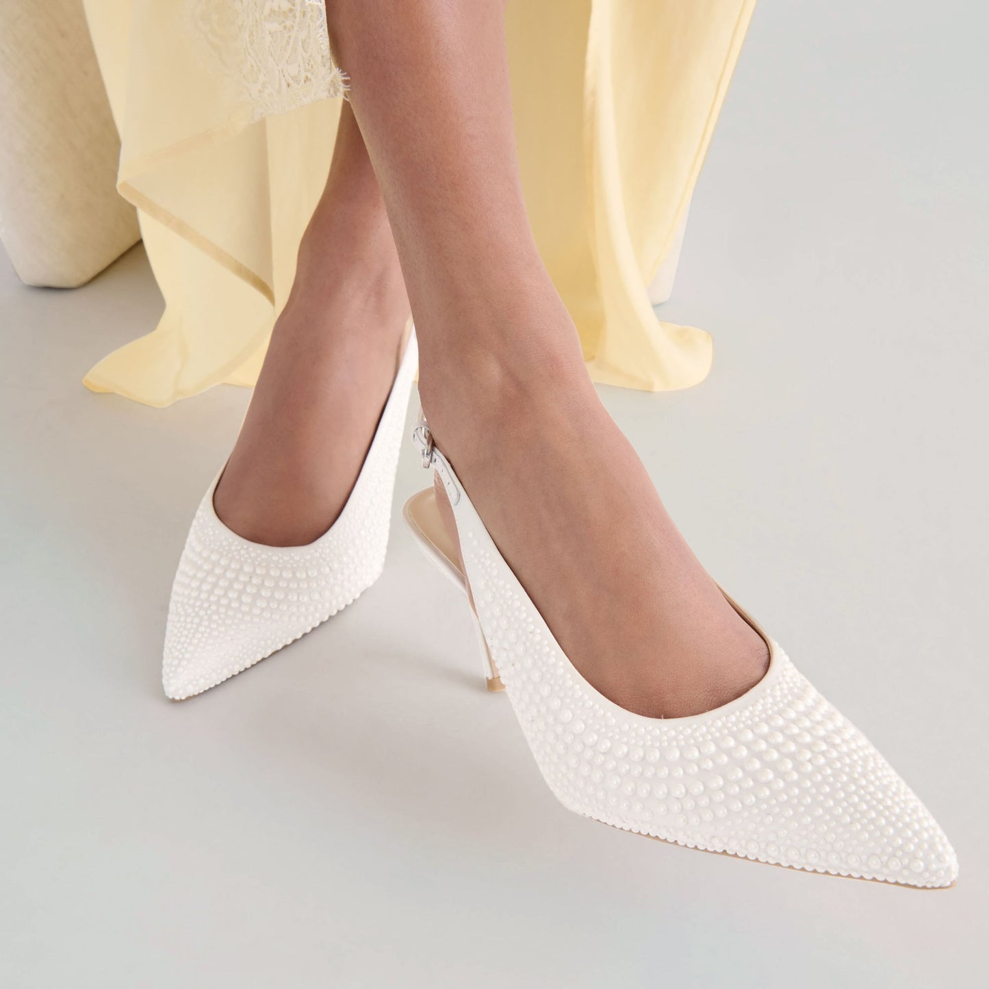 Elasi Pearl Off White Satin Heels Dolce Vita Sale