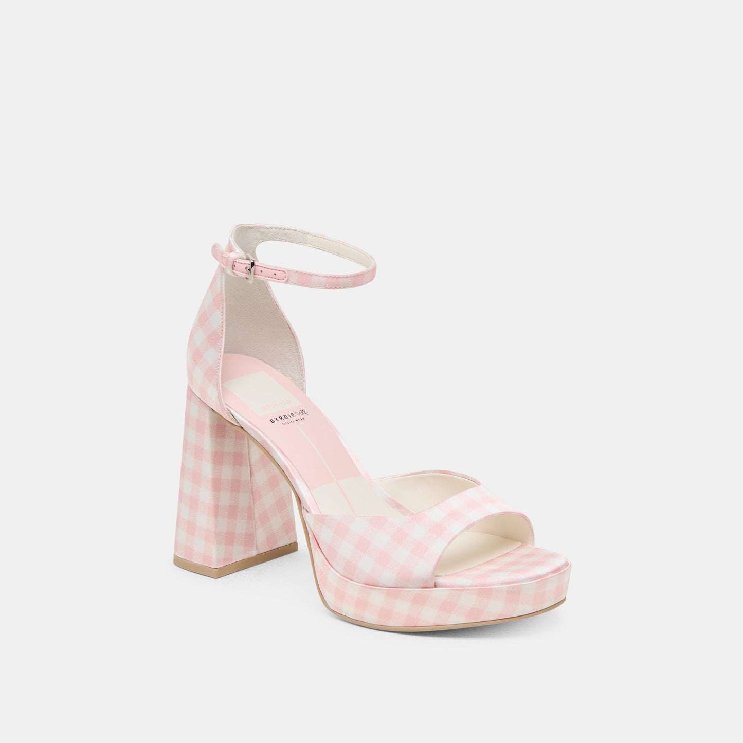 Pandro X Byrdie Golf Pink Plaid Gingham Wide Heels Dolce Vita On sale