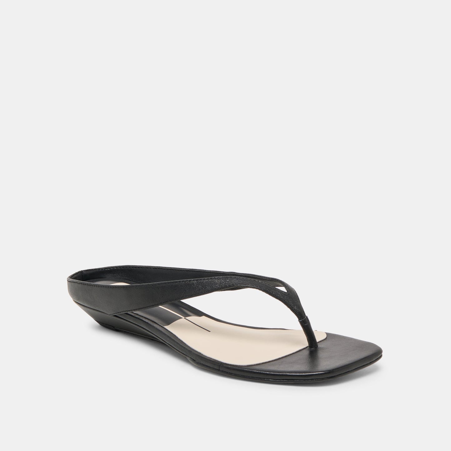 GIZEL Black Leather Thong Square-Toe Sandals Dolce Vita Online