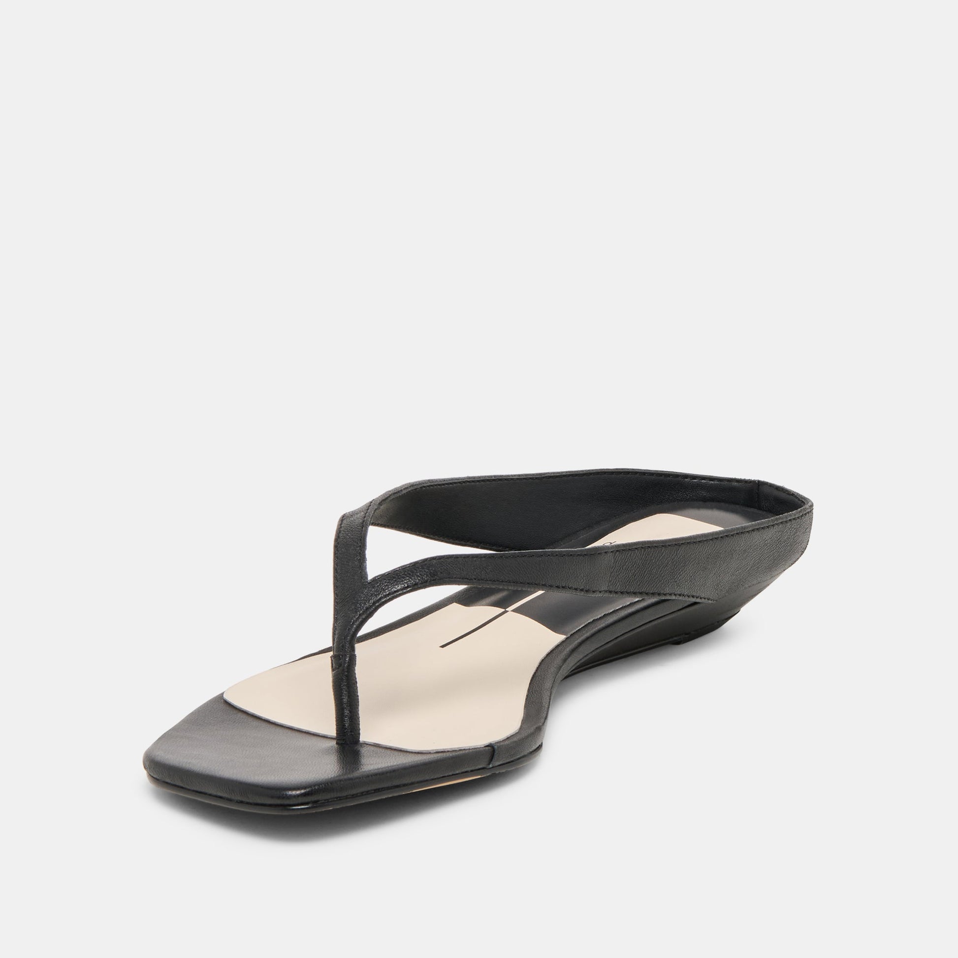 GIZEL Black Leather Thong Square-Toe Sandals Dolce Vita Online