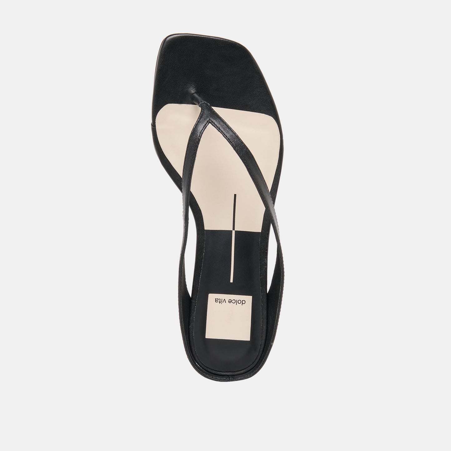 GIZEL Black Leather Thong Square-Toe Sandals Dolce Vita Online