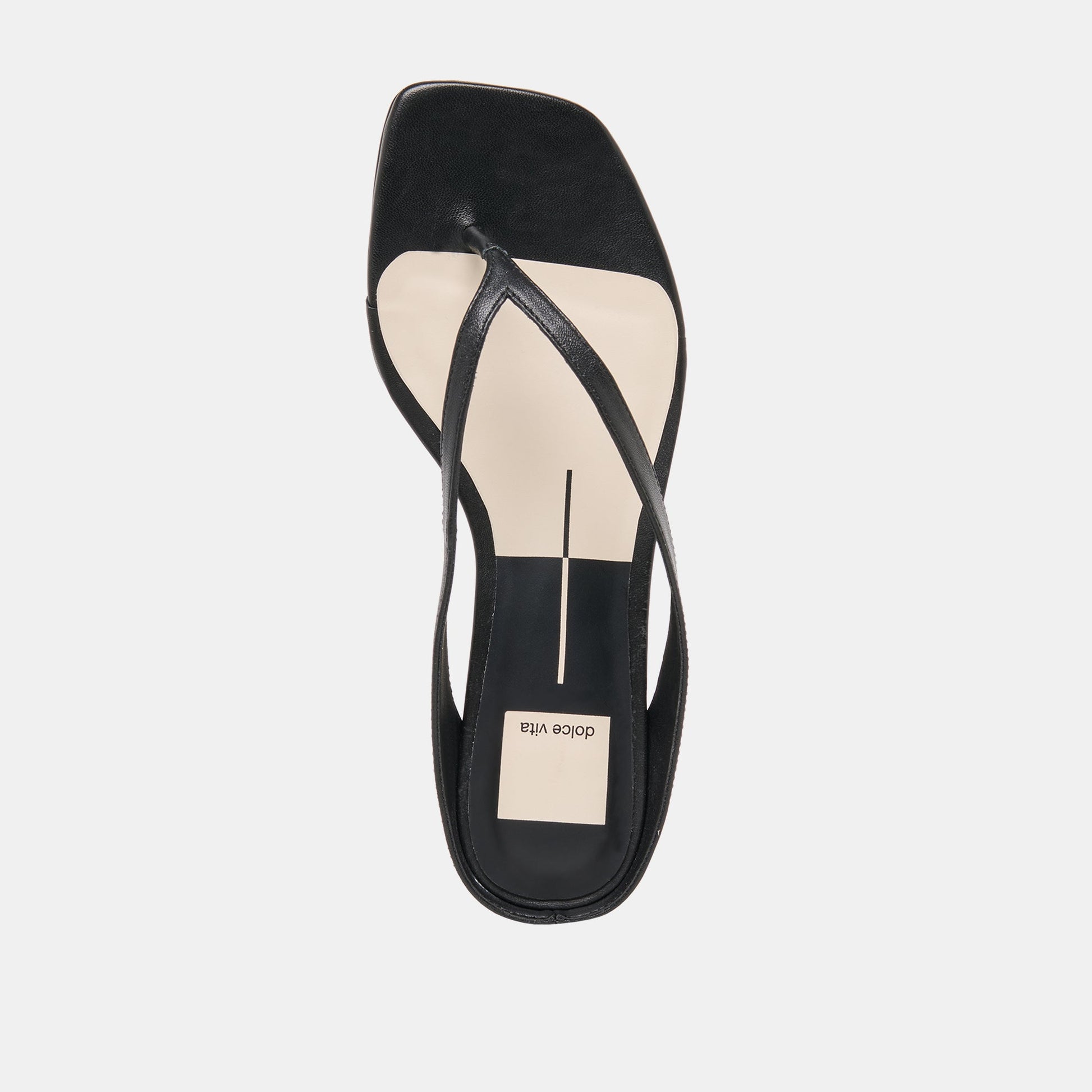 GIZEL Black Leather Thong Square-Toe Sandals Dolce Vita Online