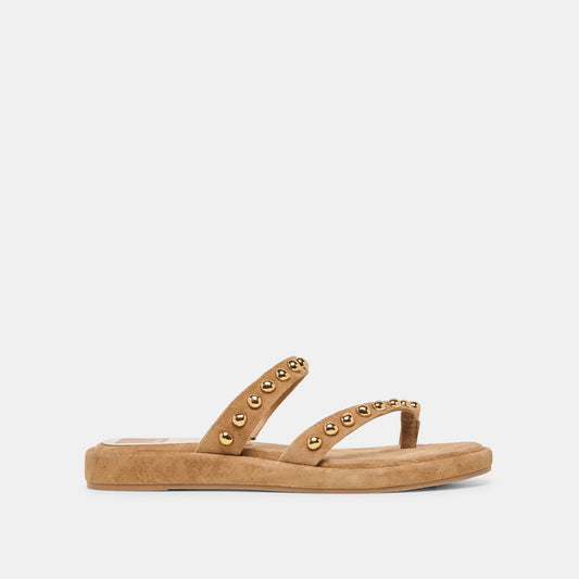 Amary Stud Lt Brown Suede Sandals Dolce Vita Outlet