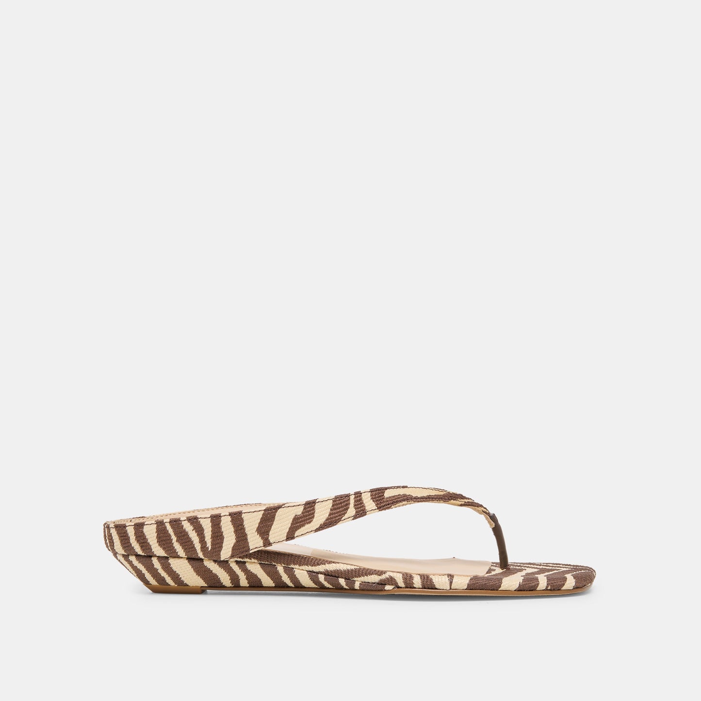 GIZEL Beige Zebra Raffia Thong Square-Toe Sandals Dolce Vita Discount