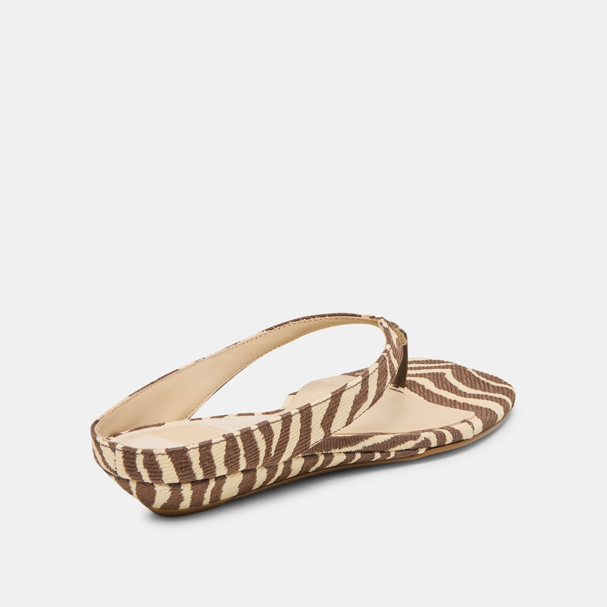 GIZEL Beige Zebra Raffia Thong Square-Toe Sandals Dolce Vita Discount