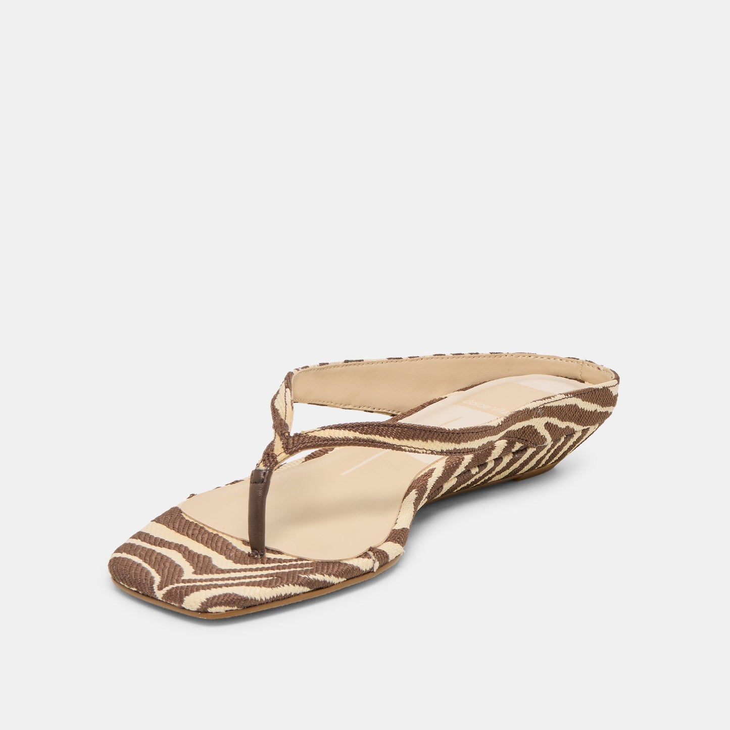 GIZEL Beige Zebra Raffia Thong Square-Toe Sandals Dolce Vita Discount