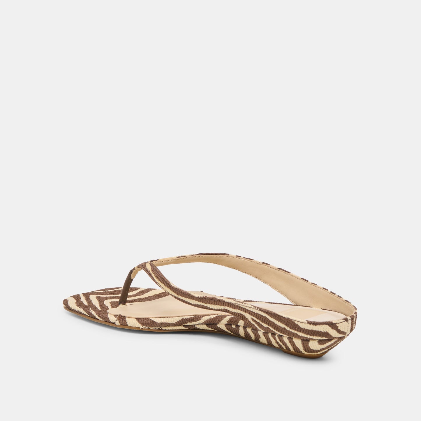 GIZEL Beige Zebra Raffia Thong Square-Toe Sandals Dolce Vita Discount