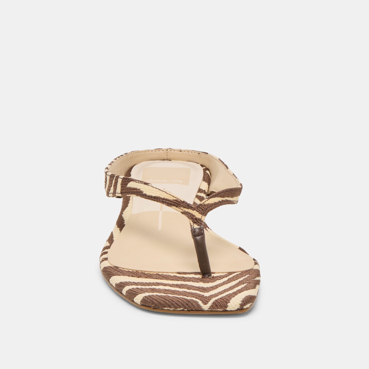 GIZEL Beige Zebra Raffia Thong Square-Toe Sandals Dolce Vita Discount