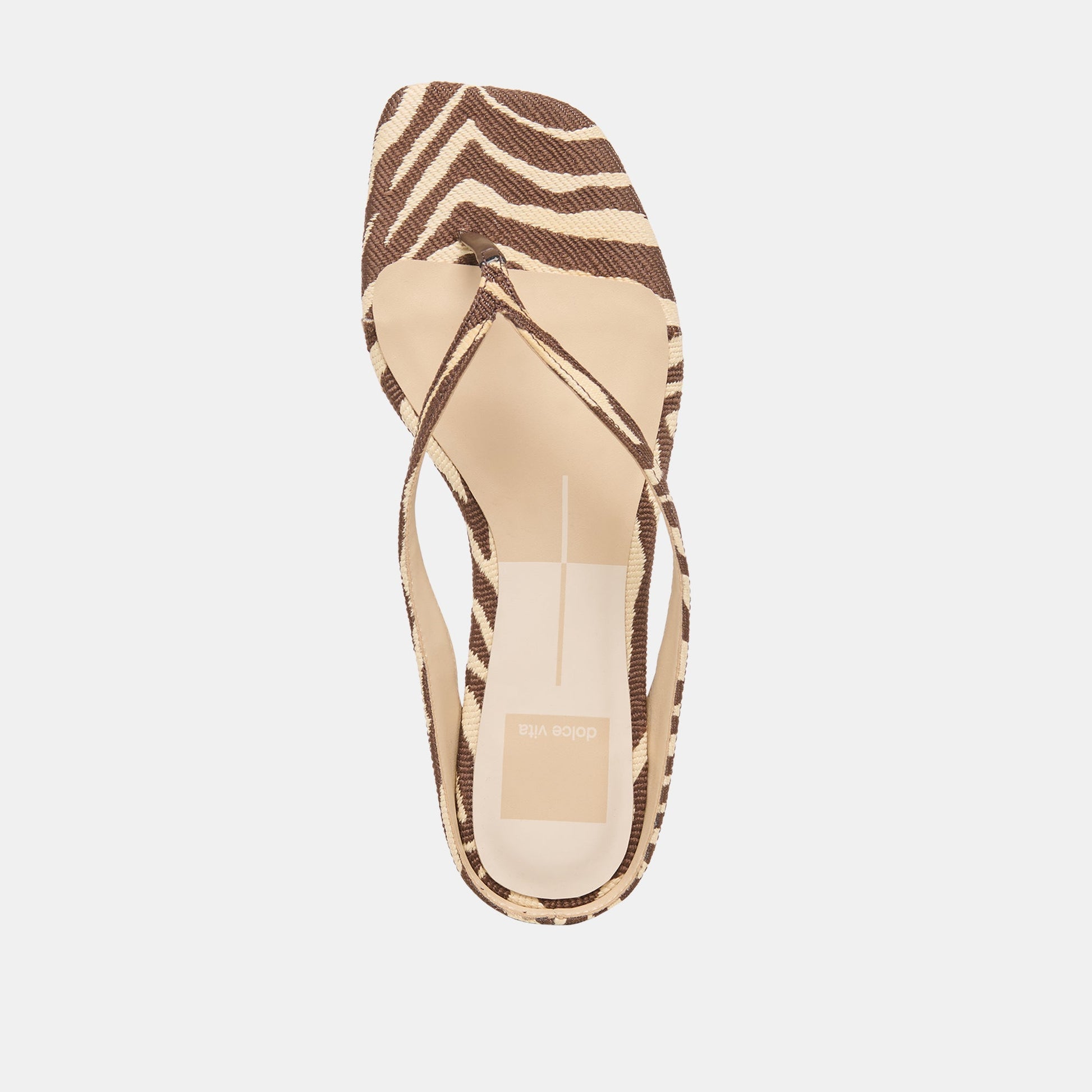 GIZEL Beige Zebra Raffia Thong Square-Toe Sandals Dolce Vita Discount