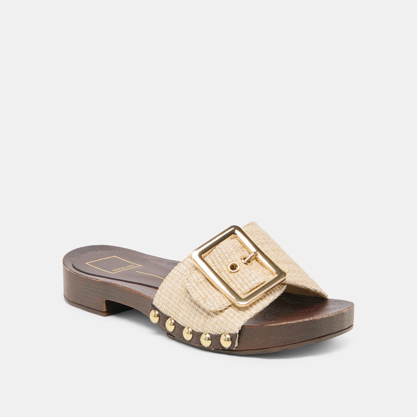 SHERY Natural Raffia Open-Toe Buckle Wood Sole Sandals Dolce Vita New