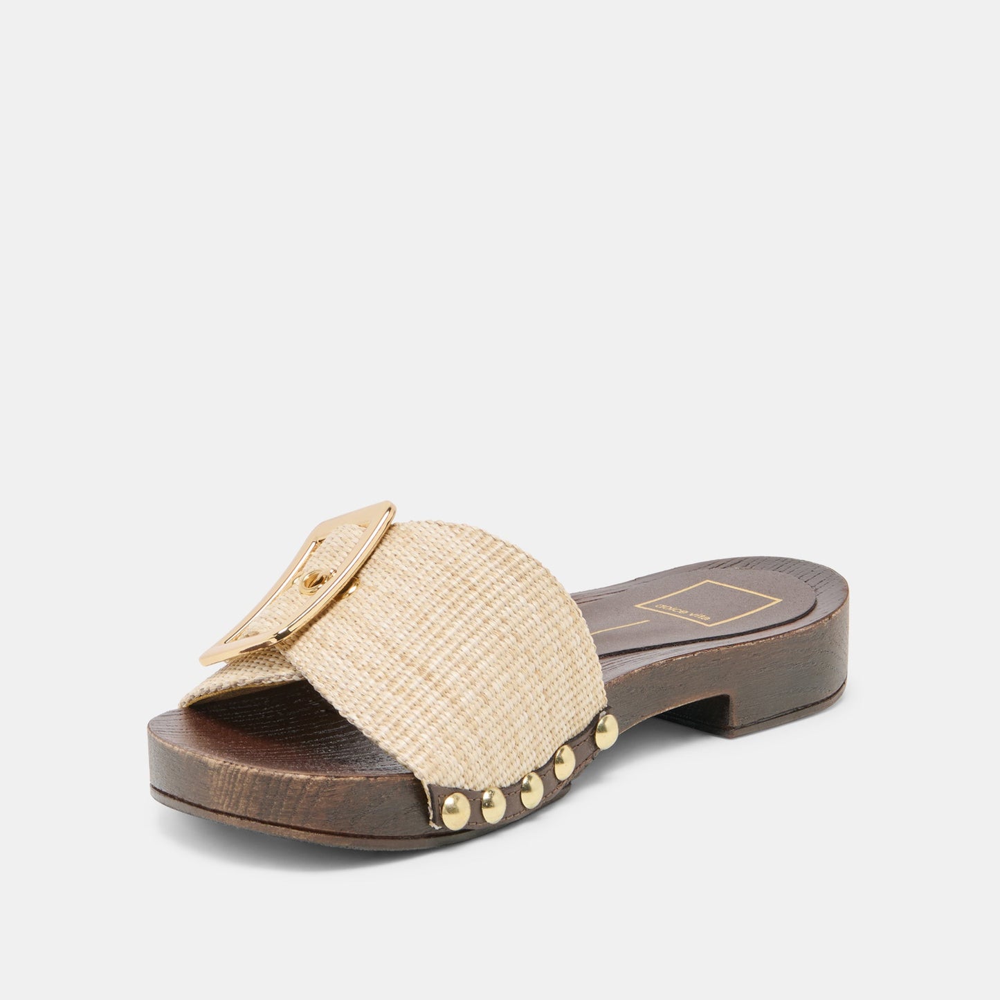 SHERY Natural Raffia Open-Toe Buckle Wood Sole Sandals Dolce Vita New