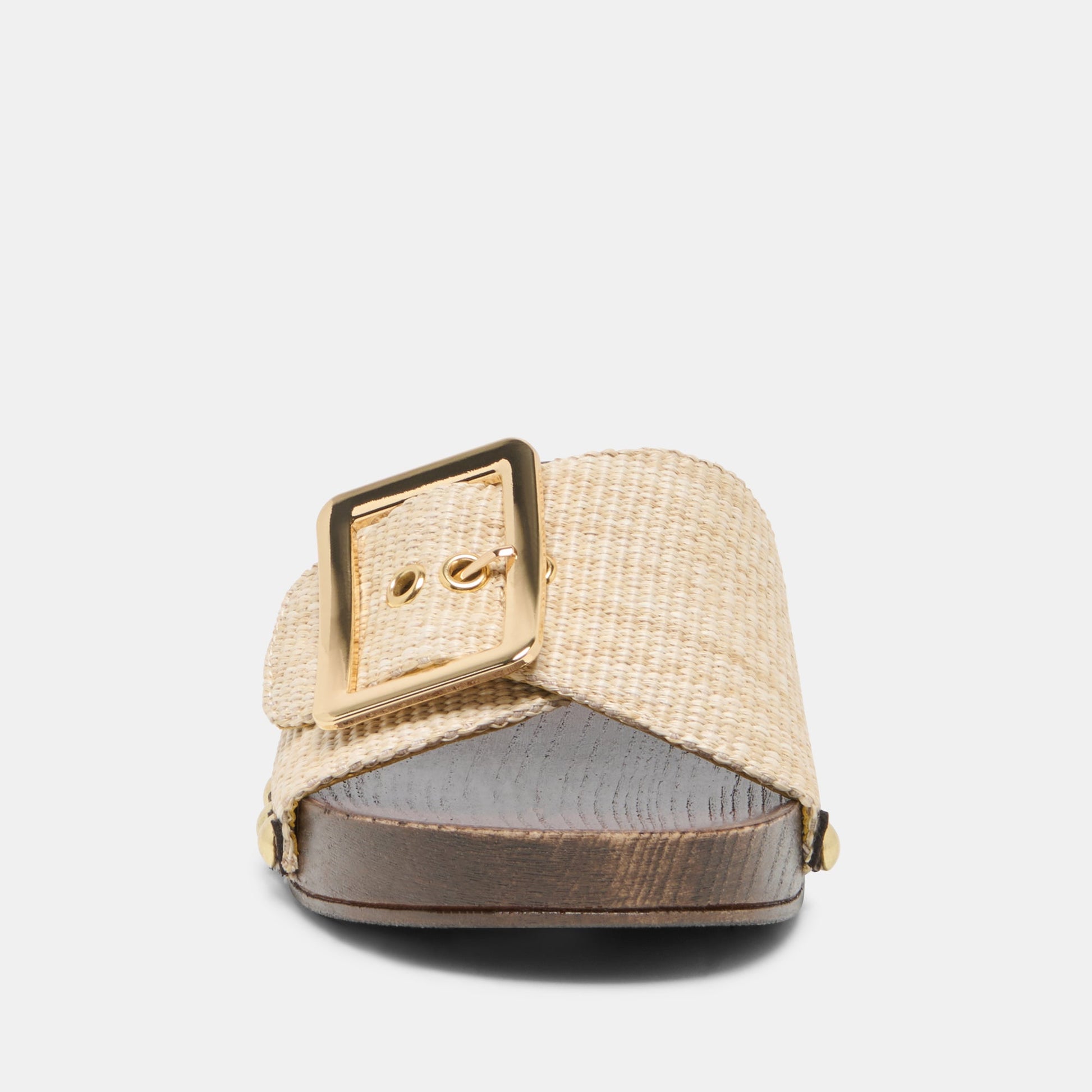 SHERY Natural Raffia Open-Toe Buckle Wood Sole Sandals Dolce Vita New