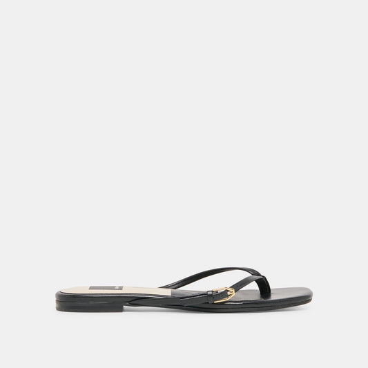 MALTA Black Leather Buckle Flip-Flop Sandals Dolce Vita Outlet