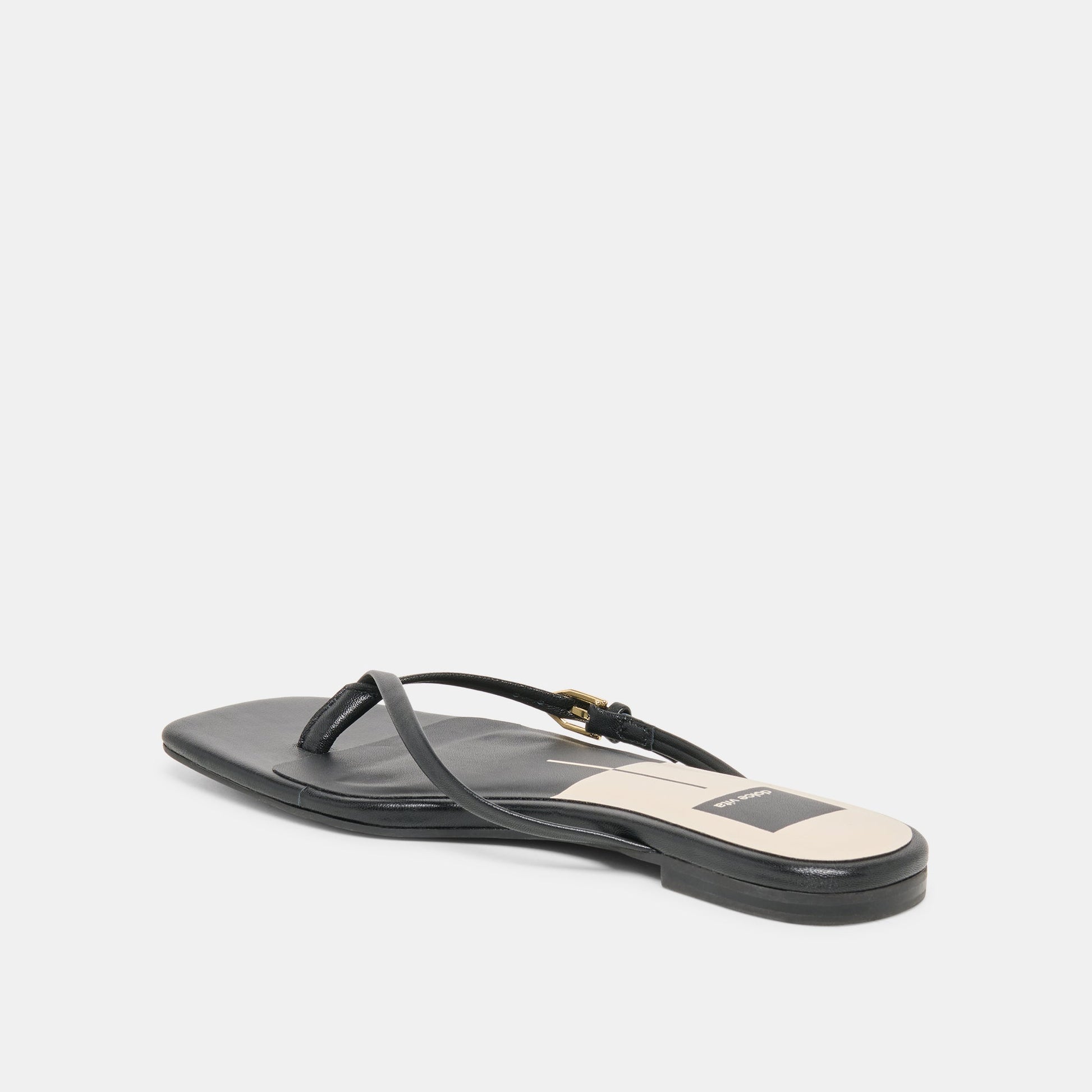 MALTA Black Leather Buckle Flip-Flop Sandals Dolce Vita Outlet