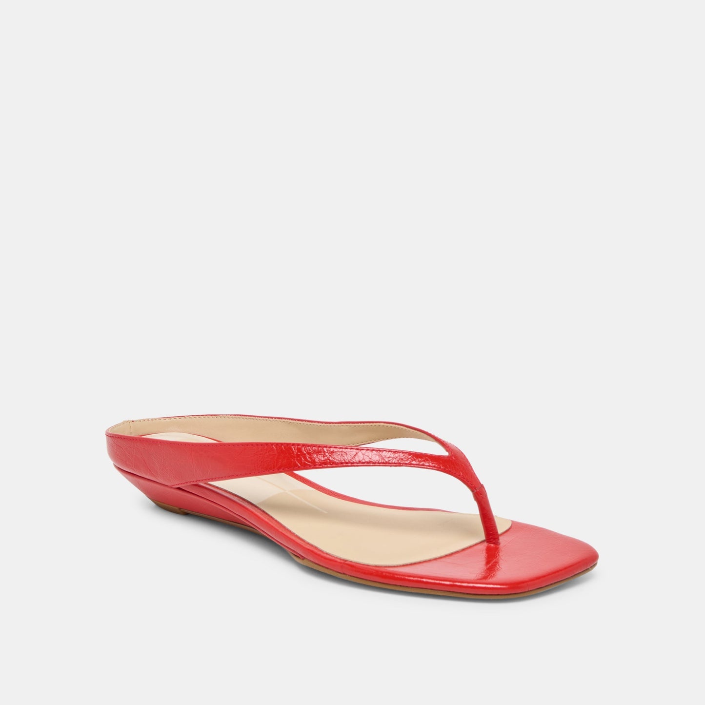 GIZEL Red Crinkle Patent Thong Square-Toe Sandals Dolce Vita Discount