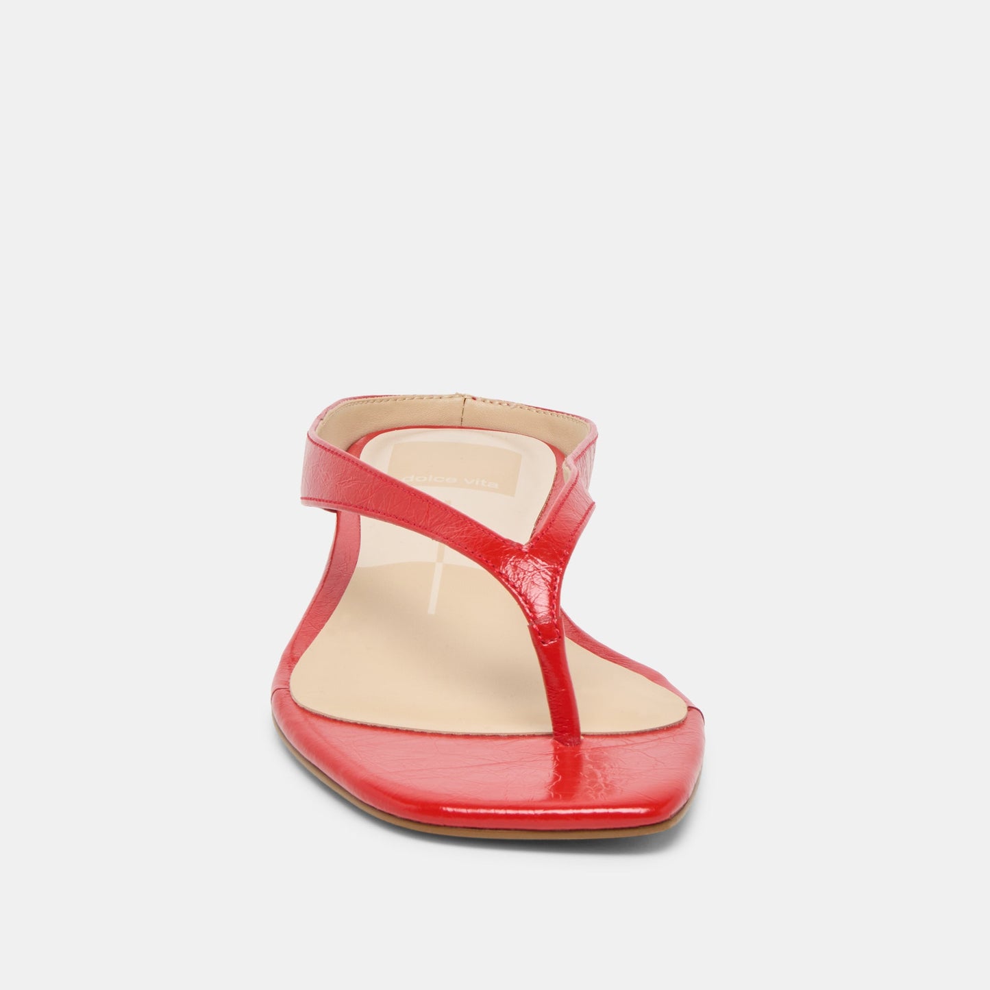 GIZEL Red Crinkle Patent Thong Square-Toe Sandals Dolce Vita Discount