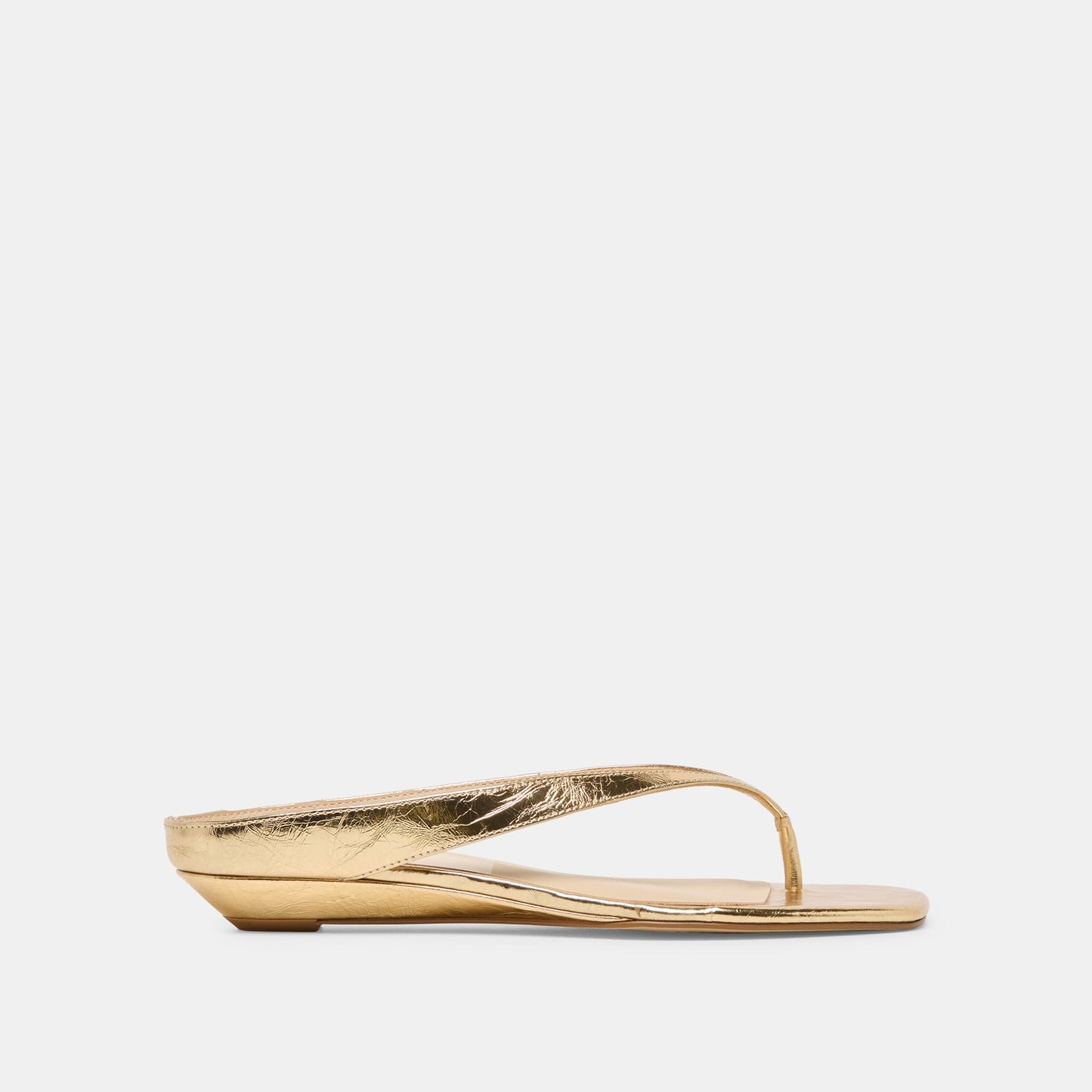 GIZEL Gold Crinkle Patent Thong Square-Toe Sandals Dolce Vita Online