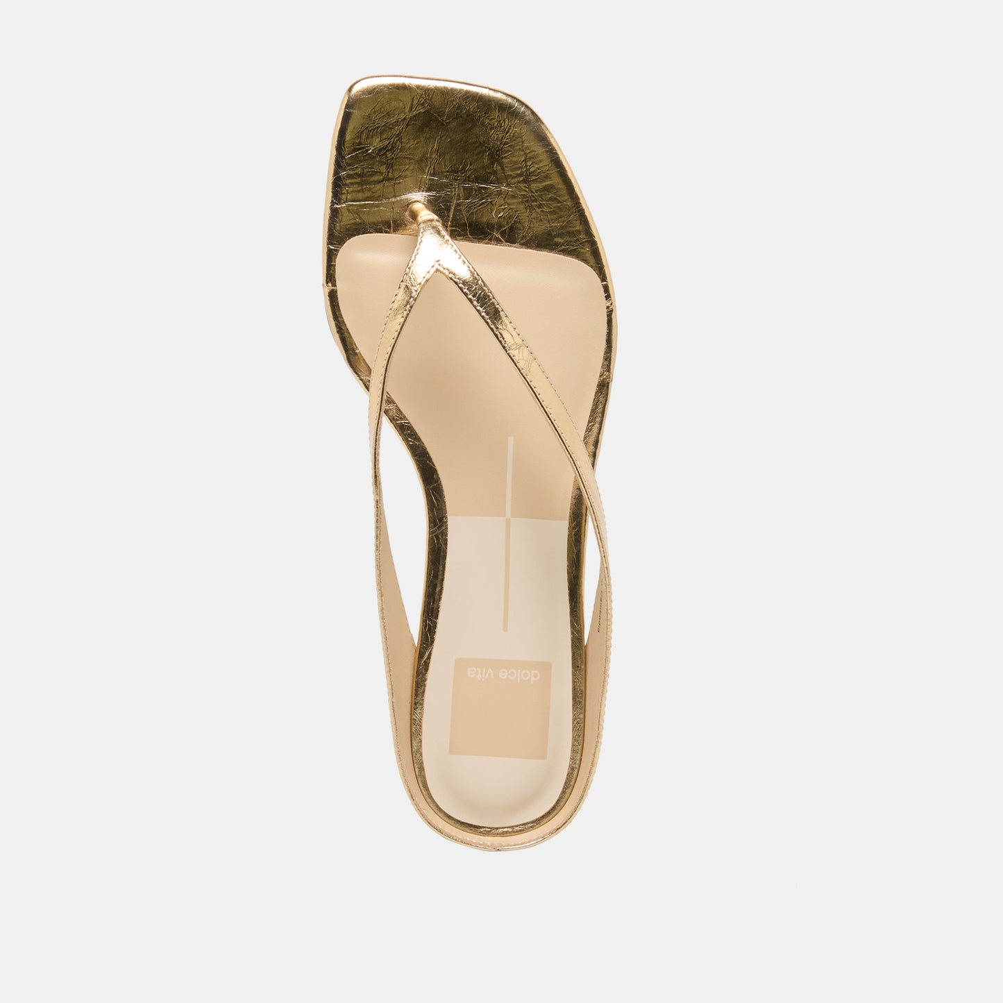 GIZEL Gold Crinkle Patent Thong Square-Toe Sandals Dolce Vita Online