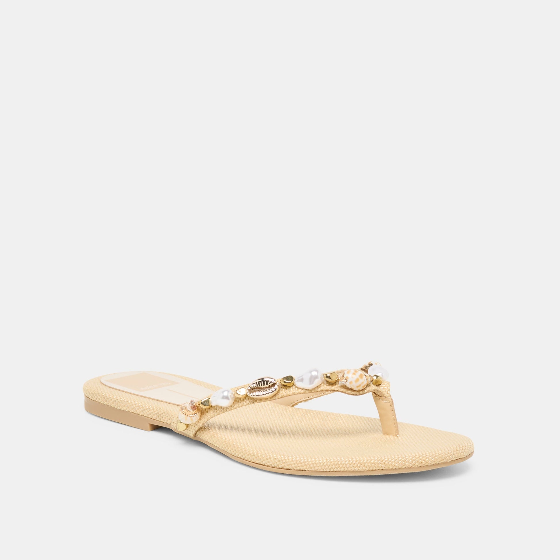 KYSHA Lt Natural Raffia Shell Flip-Flop Sandals Dolce Vita For sale