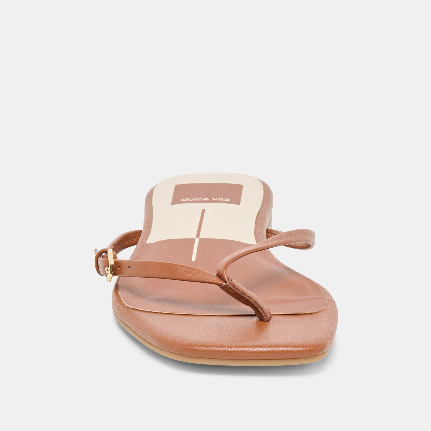 MALTA Cognac Leather Buckle Flip-Flop Sandals Dolce Vita us