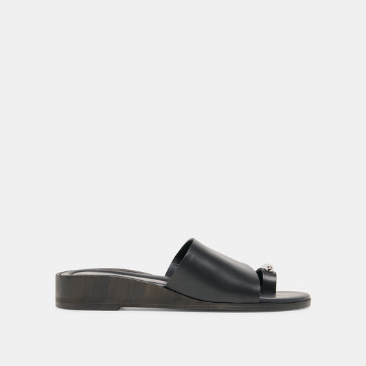 MOXY Black Leather Metal Detail Open-Toe Sandals Dolce Vita For sale