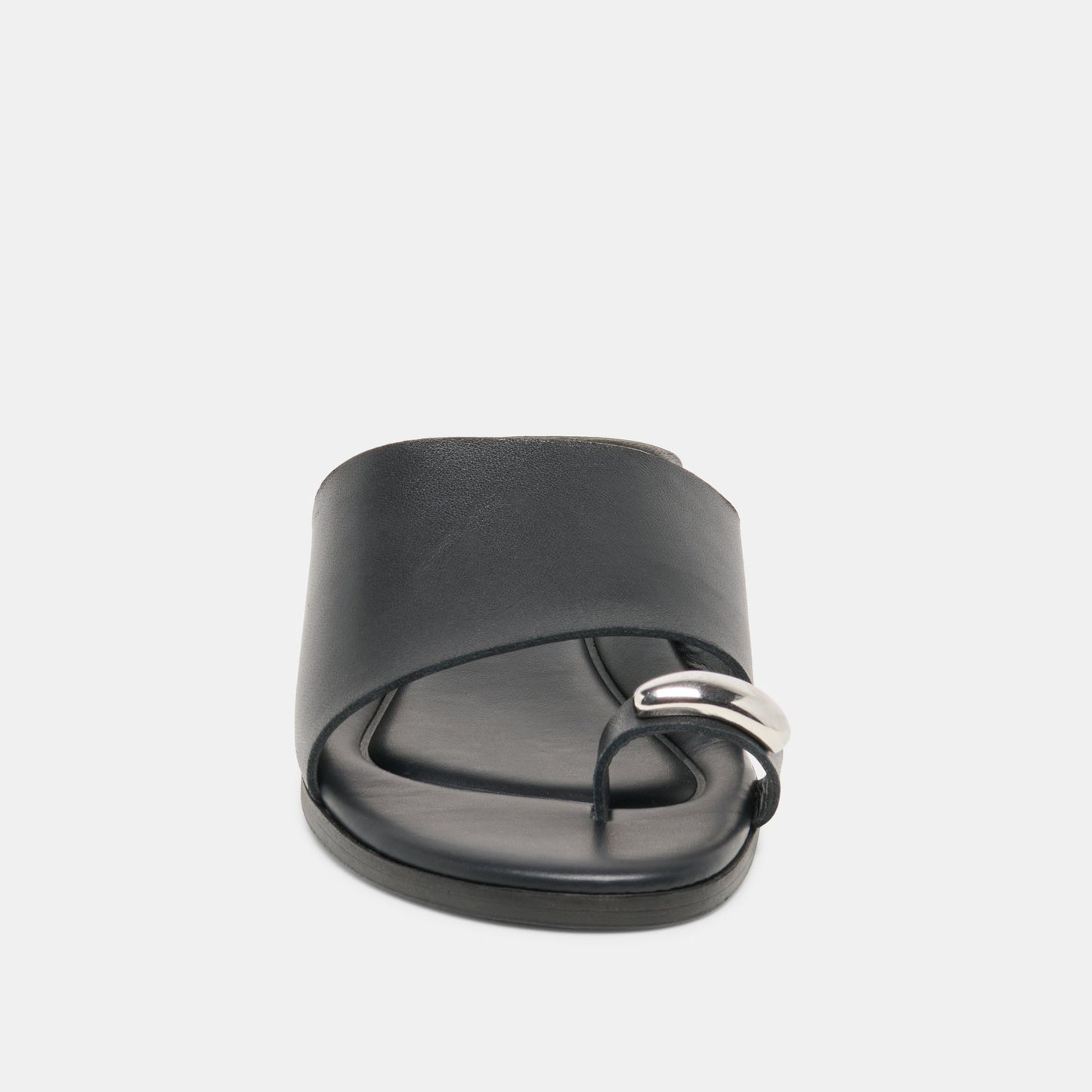 MOXY Black Leather Metal Detail Open-Toe Sandals Dolce Vita For sale
