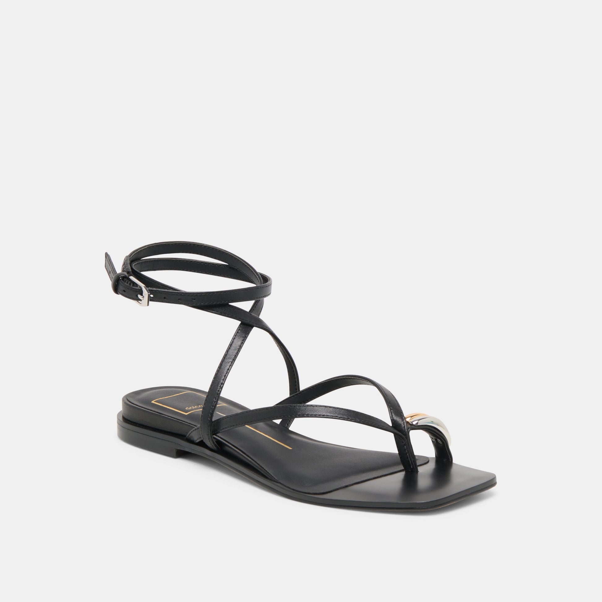 Tyrice Black Leather Sandals Dolce Vita us