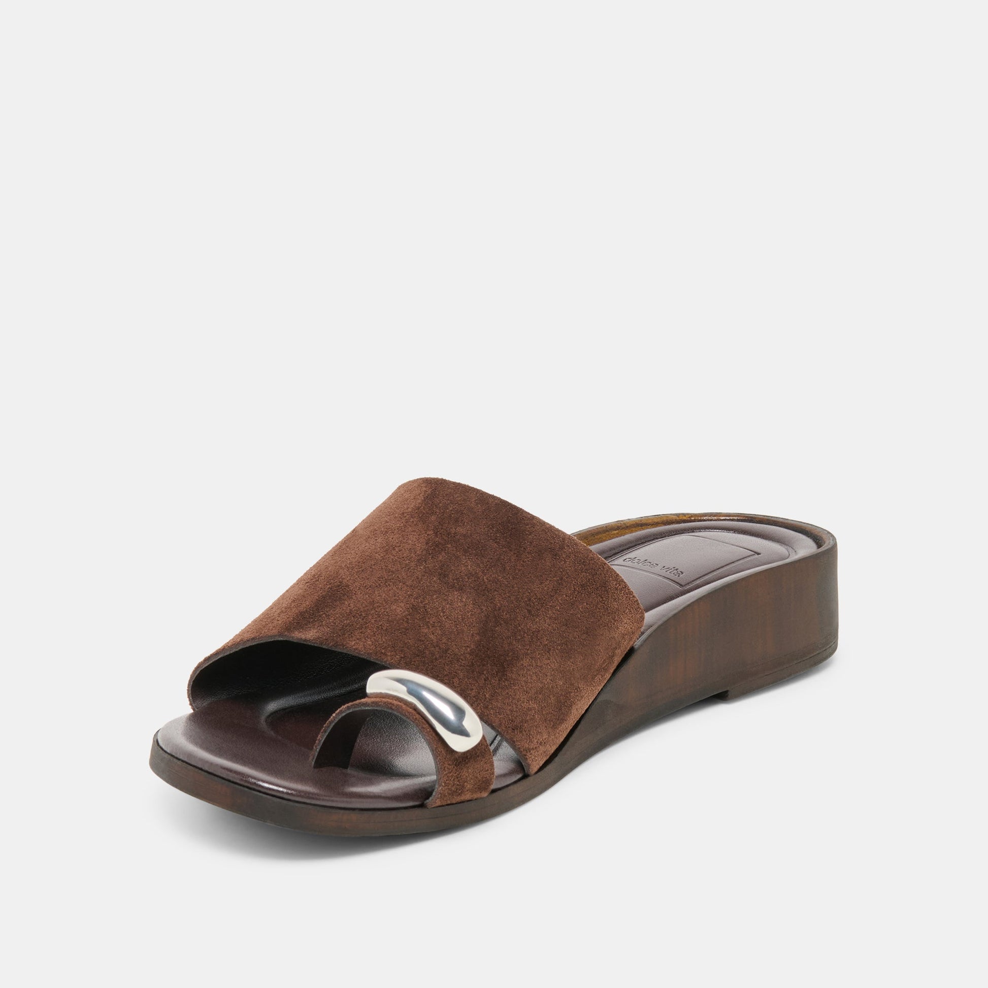MOXY Dk Brown Suede Metal Detail Open-Toe Sandals Dolce Vita New