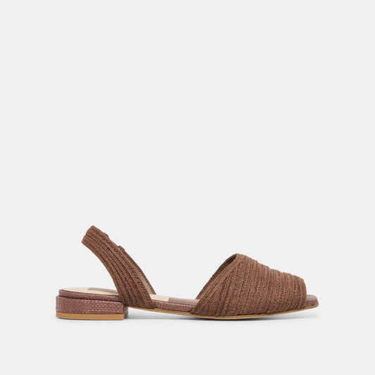 MARZY Cocoa Raffia Slingback Peep-Toe Sandals Dolce Vita Outlet