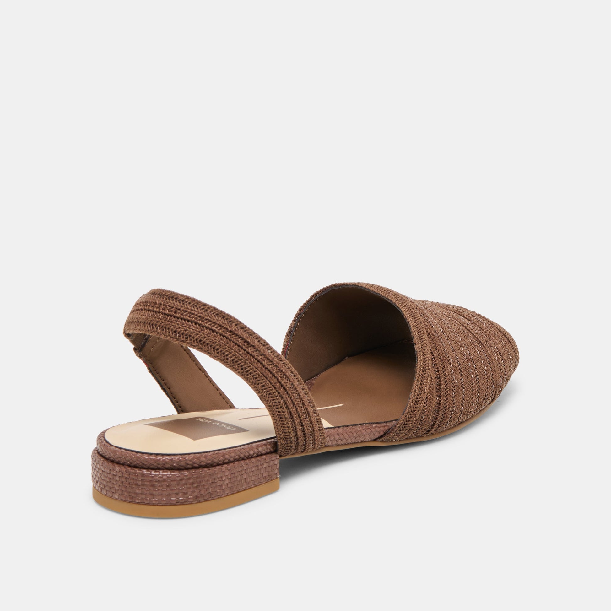 MARZY Cocoa Raffia Slingback Peep-Toe Sandals Dolce Vita Outlet