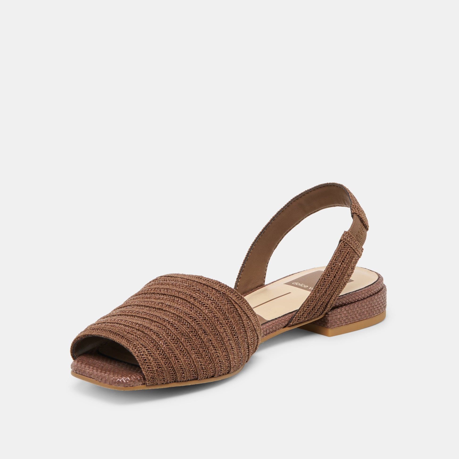 MARZY Cocoa Raffia Slingback Peep-Toe Sandals Dolce Vita Outlet