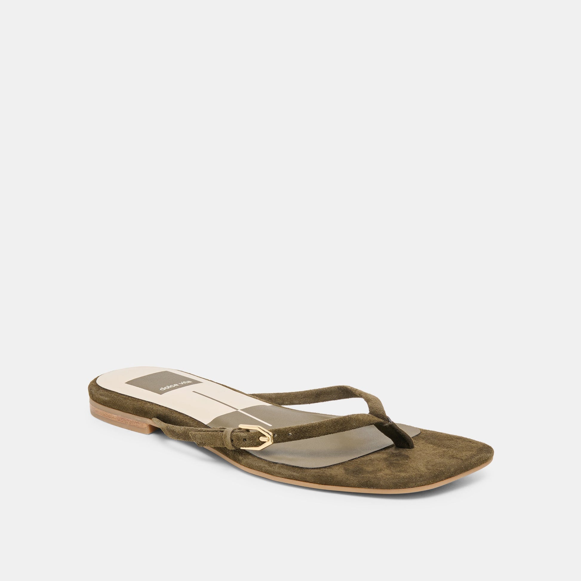 MALTA Dk Olive Suede Buckle Flip-Flop Sandals Dolce Vita Discount