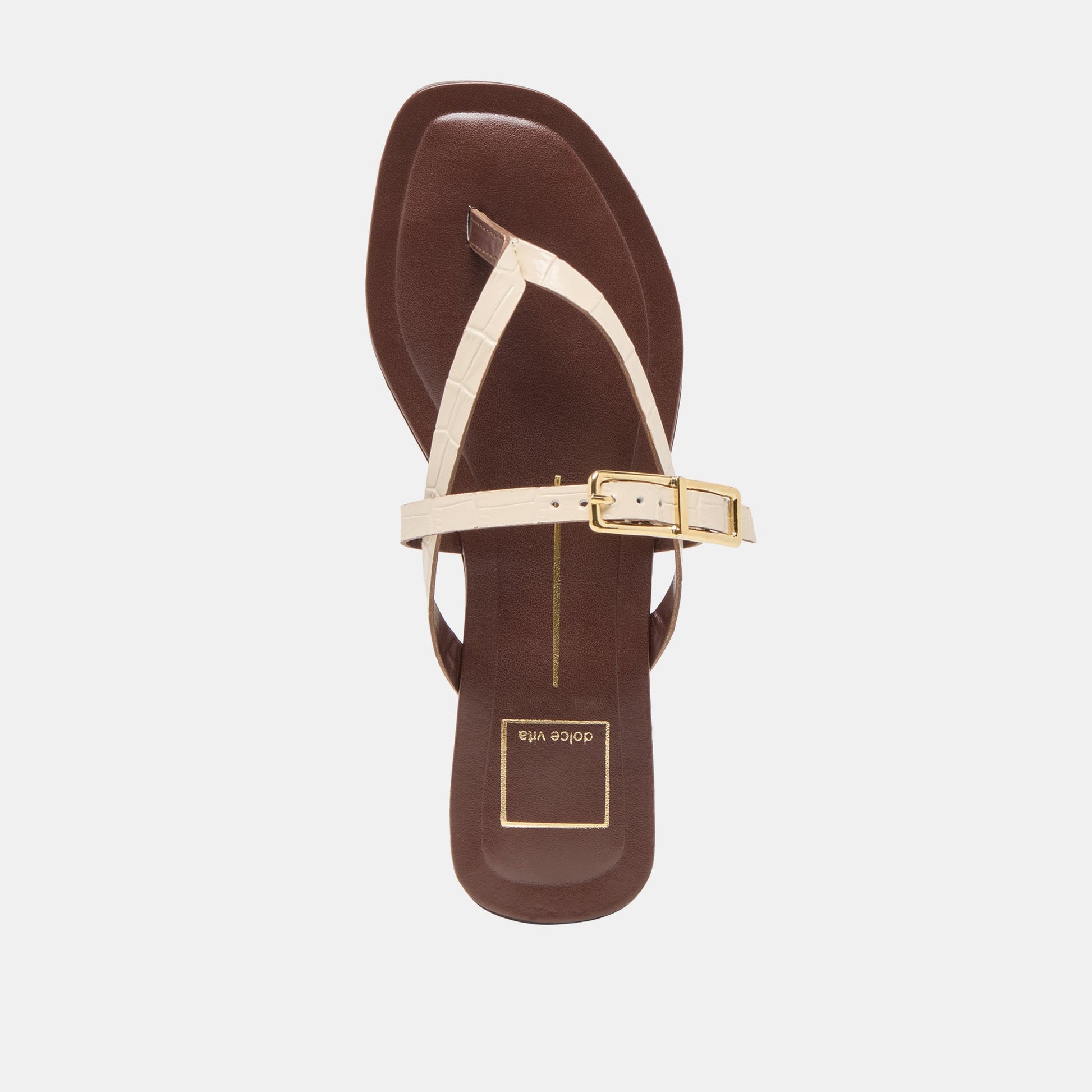 Piers Beige Croco Embossed Leather Sandals Dolce Vita Discount