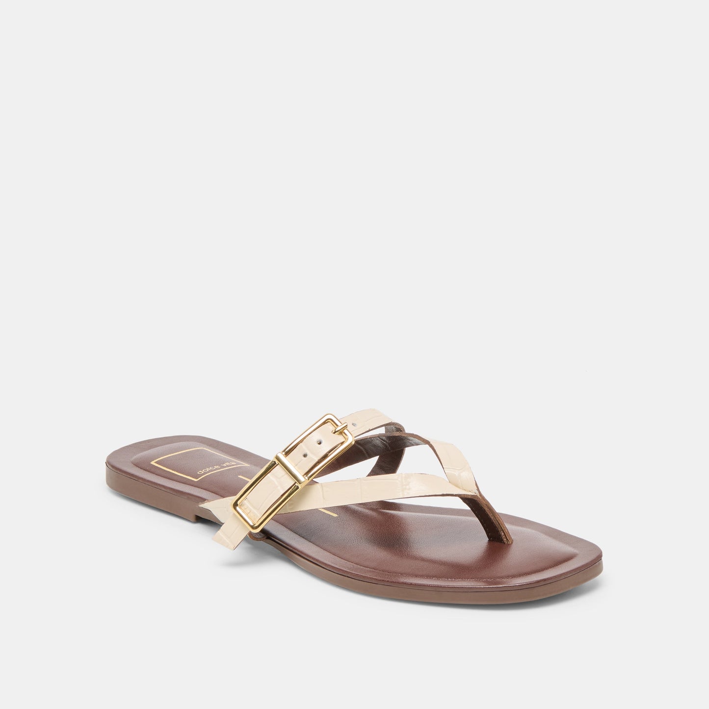 Piers Beige Croco Embossed Leather Sandals Dolce Vita Discount