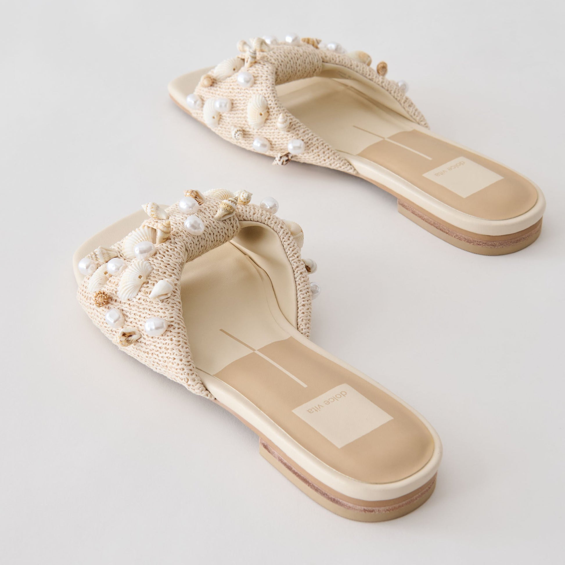Lizza Oatmeal Beaded Raffia Sandals Dolce Vita Outlet