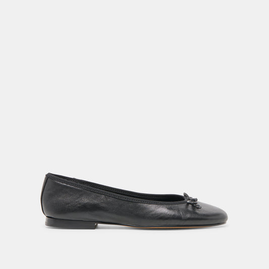 Ritla Wide Black Leather Ballet Flats Dolce Vita New