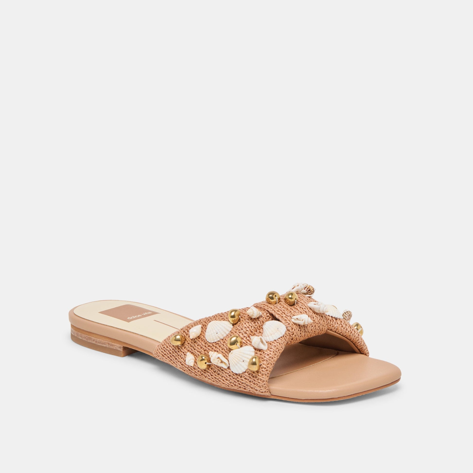 Lizza Toffee Beaded Raffia Sandals Dolce Vita us