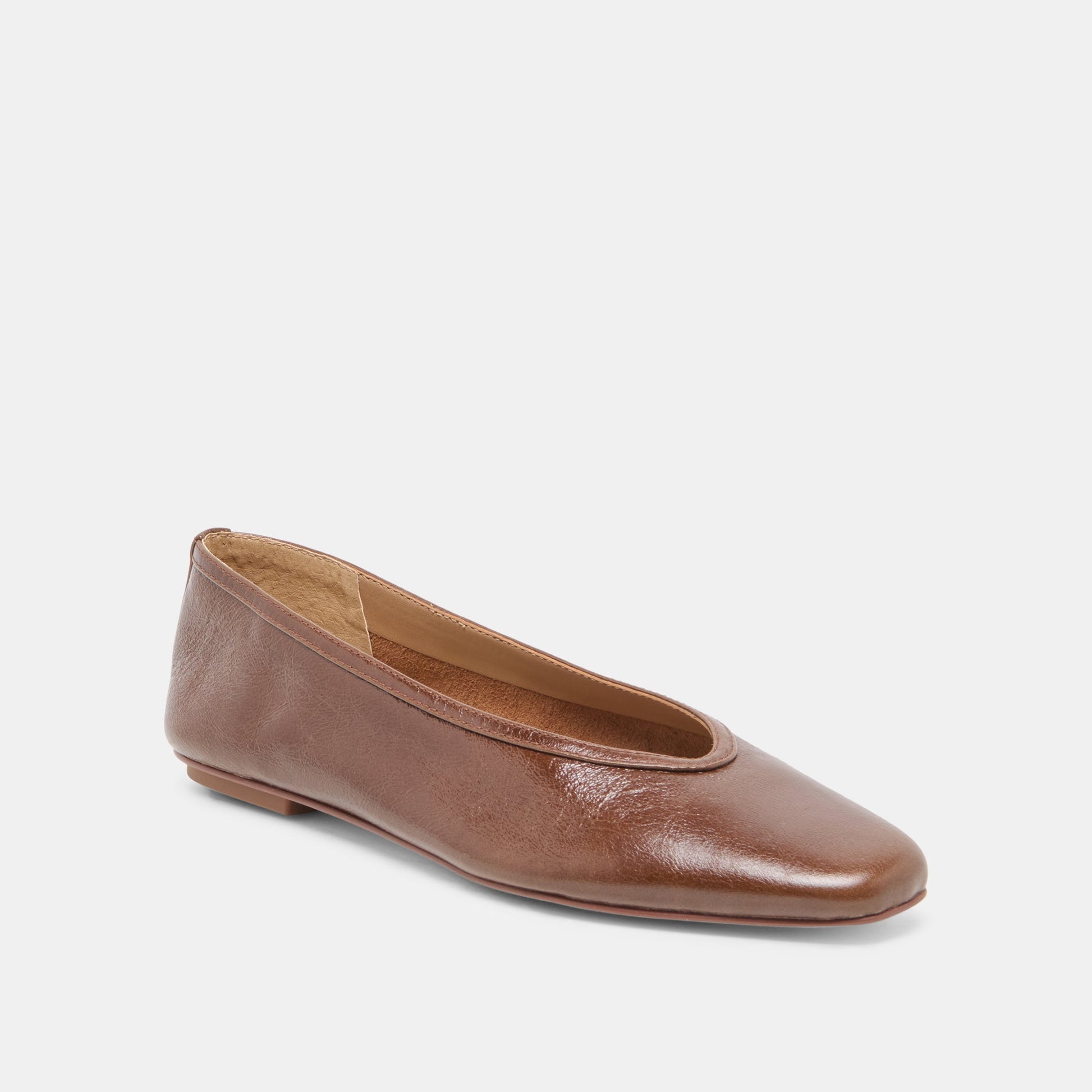 CARET Russet Leather Pointed-Toe Ballet Flats Dolce Vita New