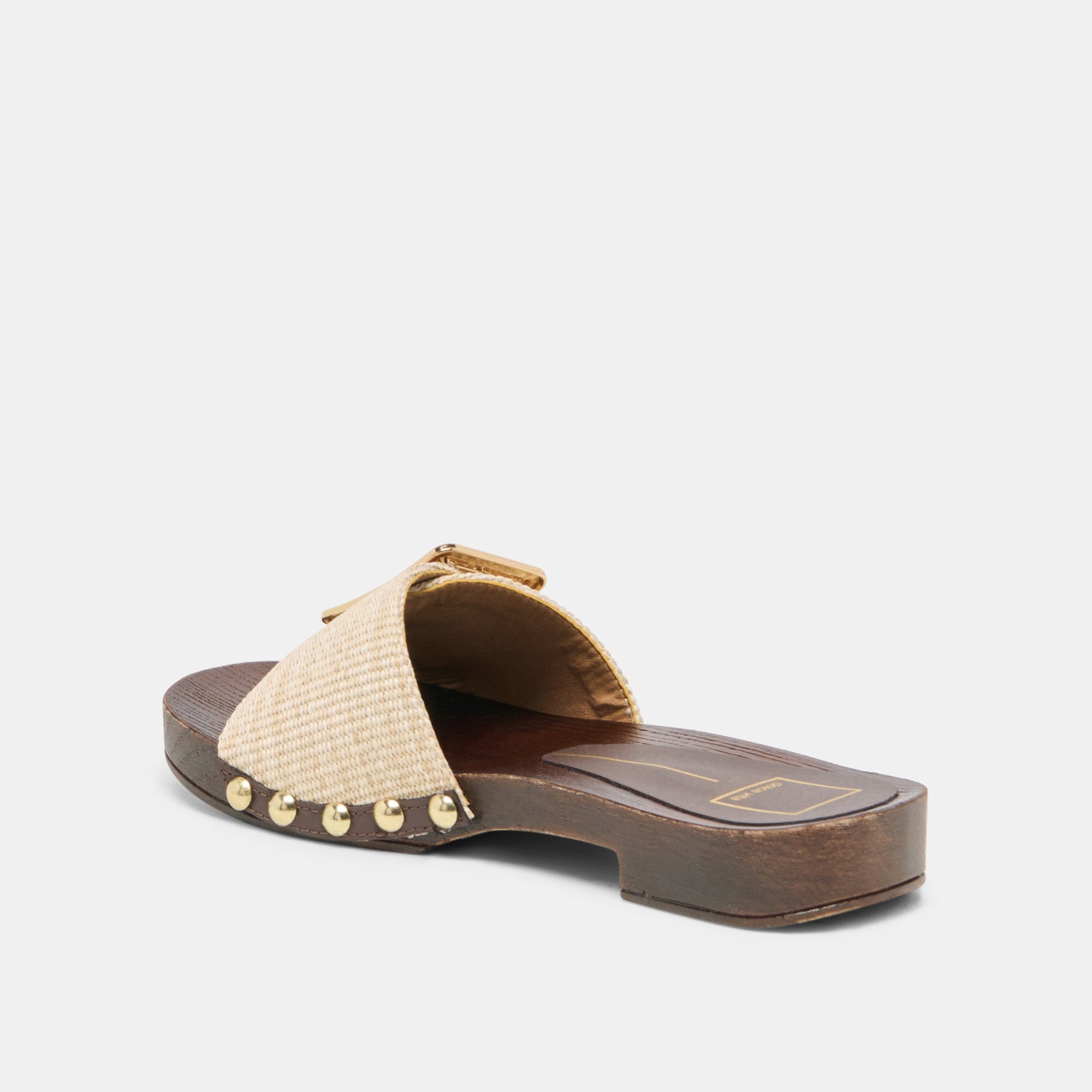 SHERY Natural Raffia Open-Toe Buckle Wood Sole Sandals Dolce Vita Outlet