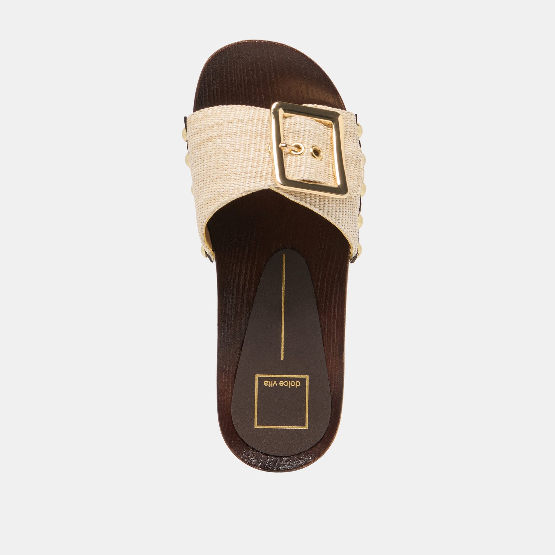 SHERY Natural Raffia Open-Toe Buckle Wood Sole Sandals Dolce Vita Outlet
