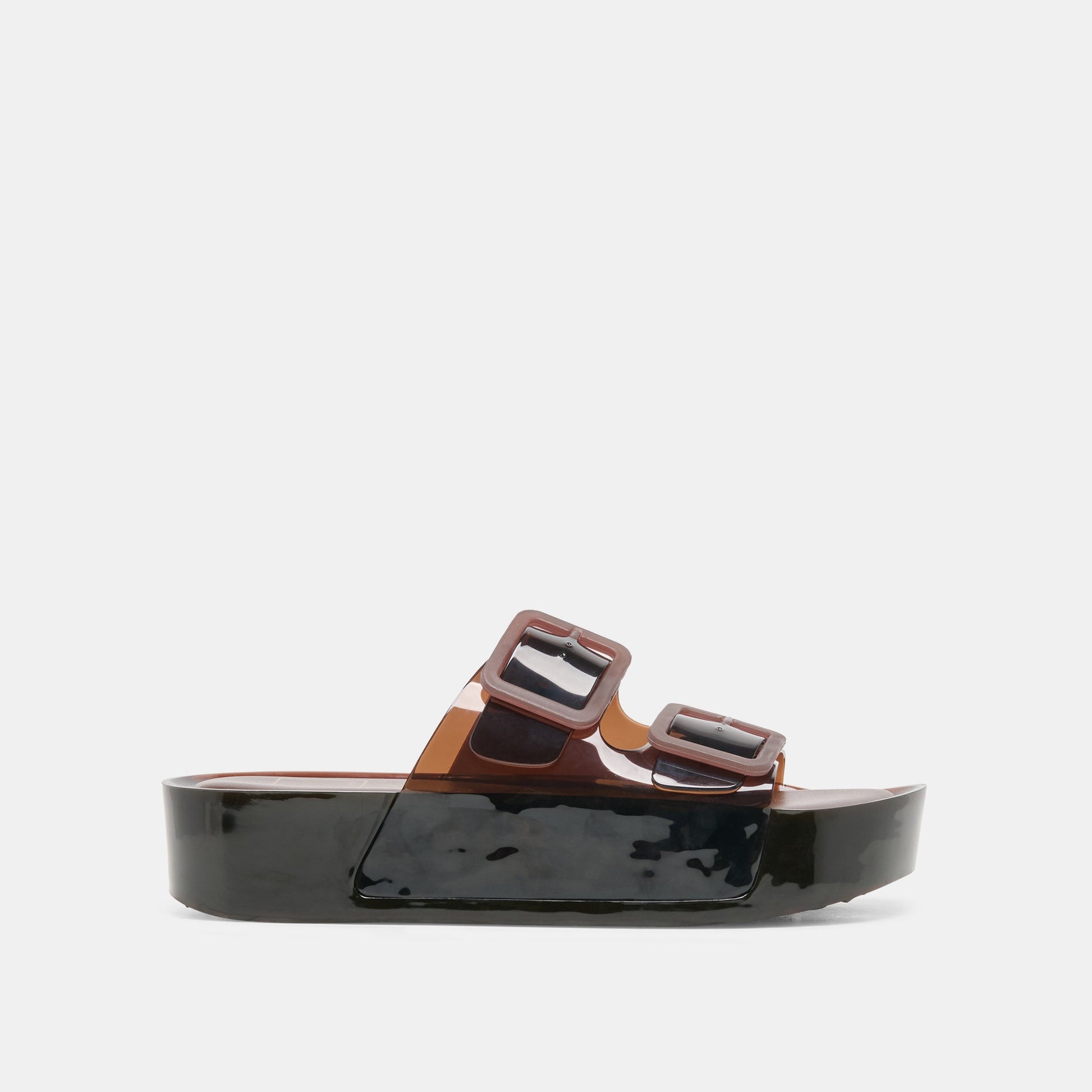 JULIO X Chocolate Vinyl Jelly Platform Sandals Dolce Vita Discount