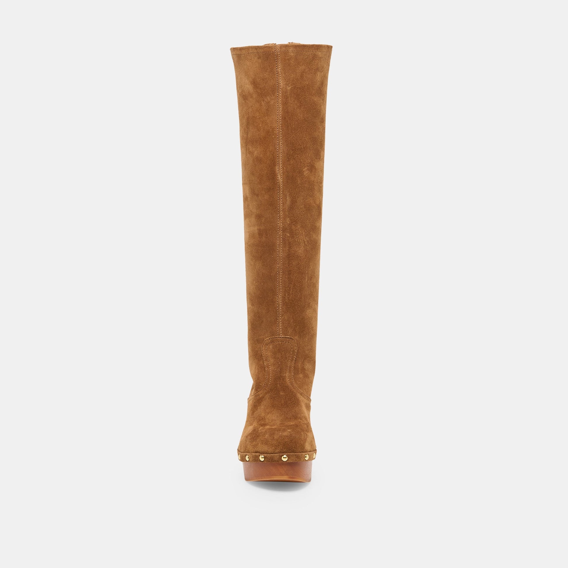 JENNY Chestnut Suede Knee-High Platform Wood Sole Boots Dolce Vita Online