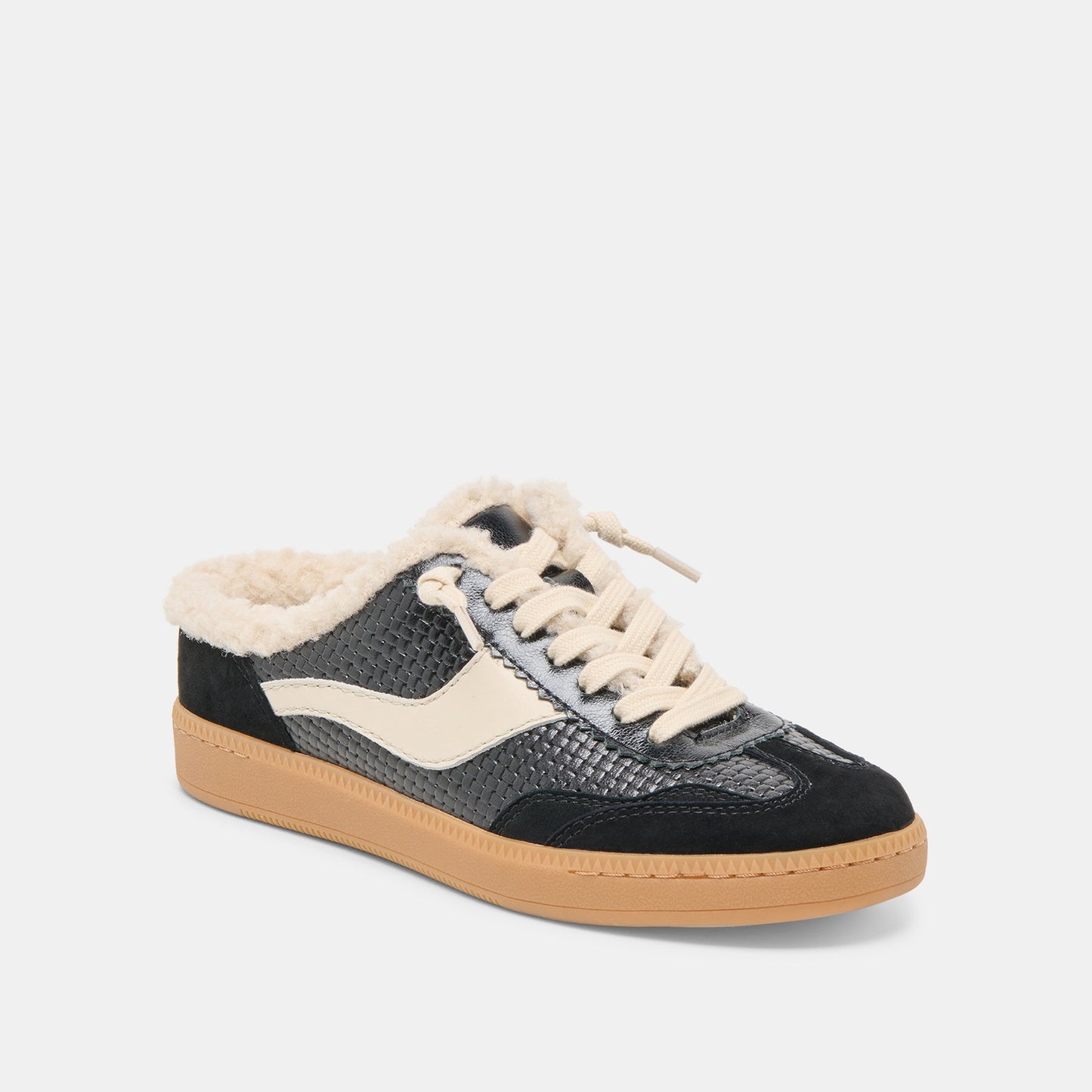 Notice Slide Plush Black Woven Leather Sneakers Dolce Vita On sale