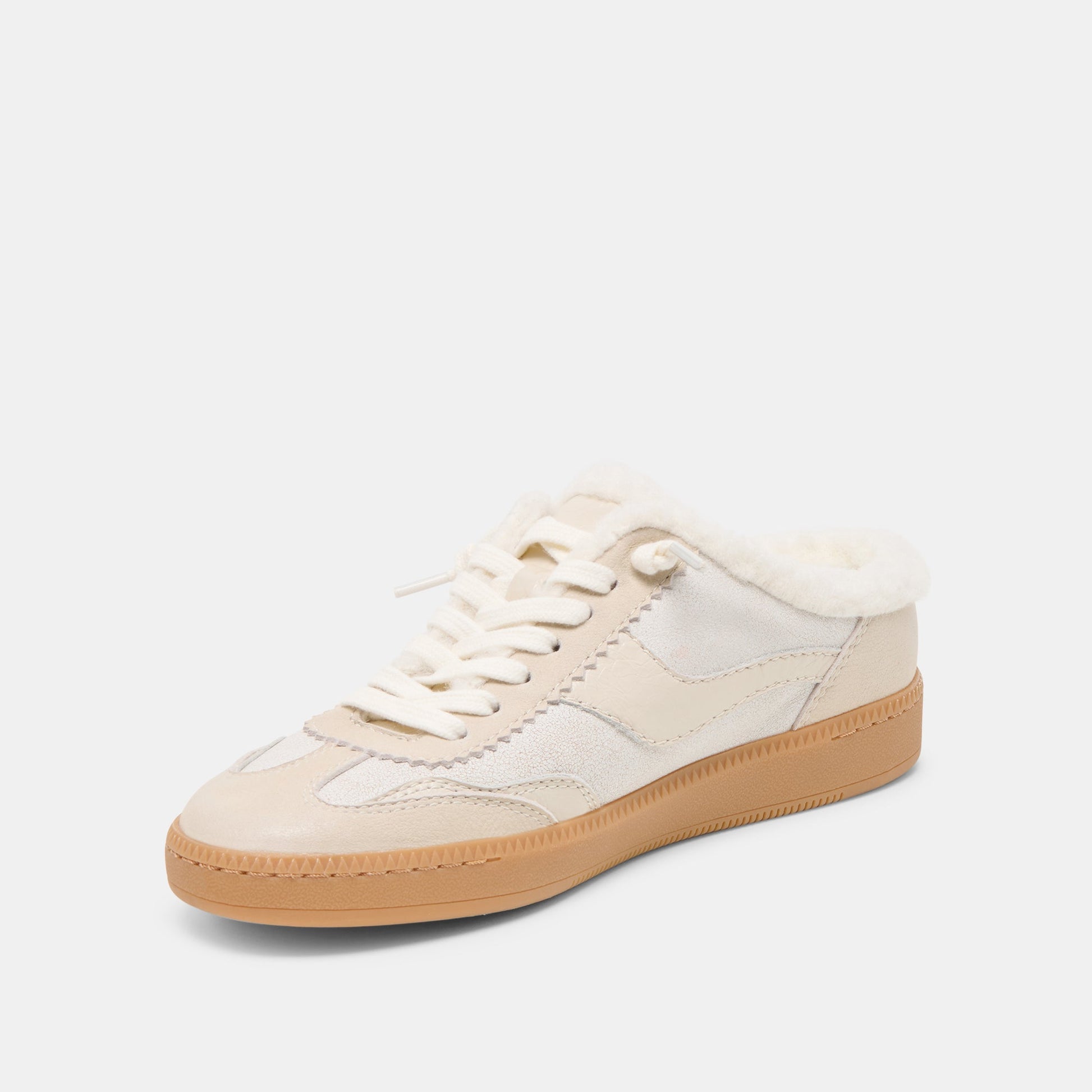Notice Slide Plush Off White Crackled Leather Sneakers Dolce Vita Outlet