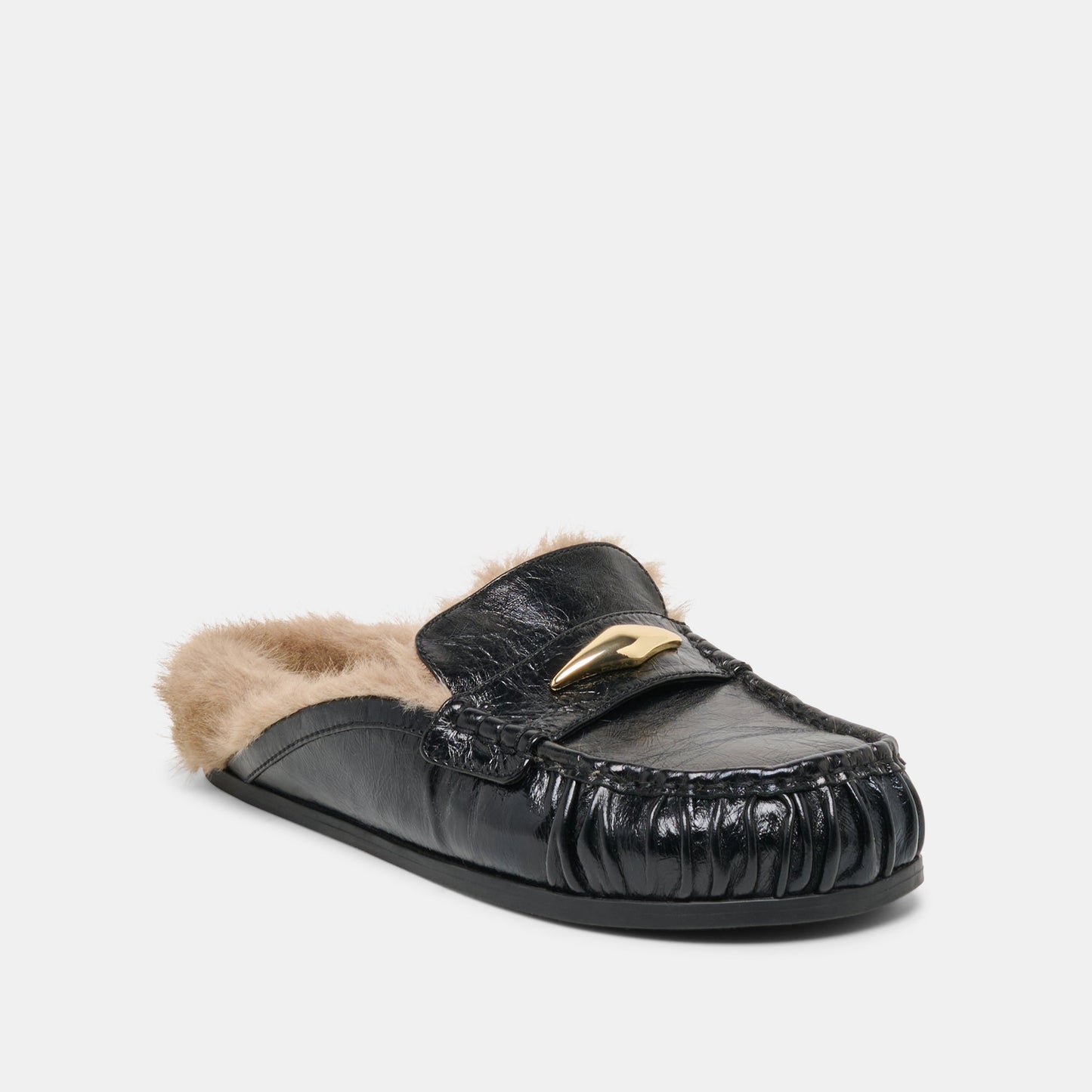 Jodero Plush Black Leather Flats Dolce Vita Sale