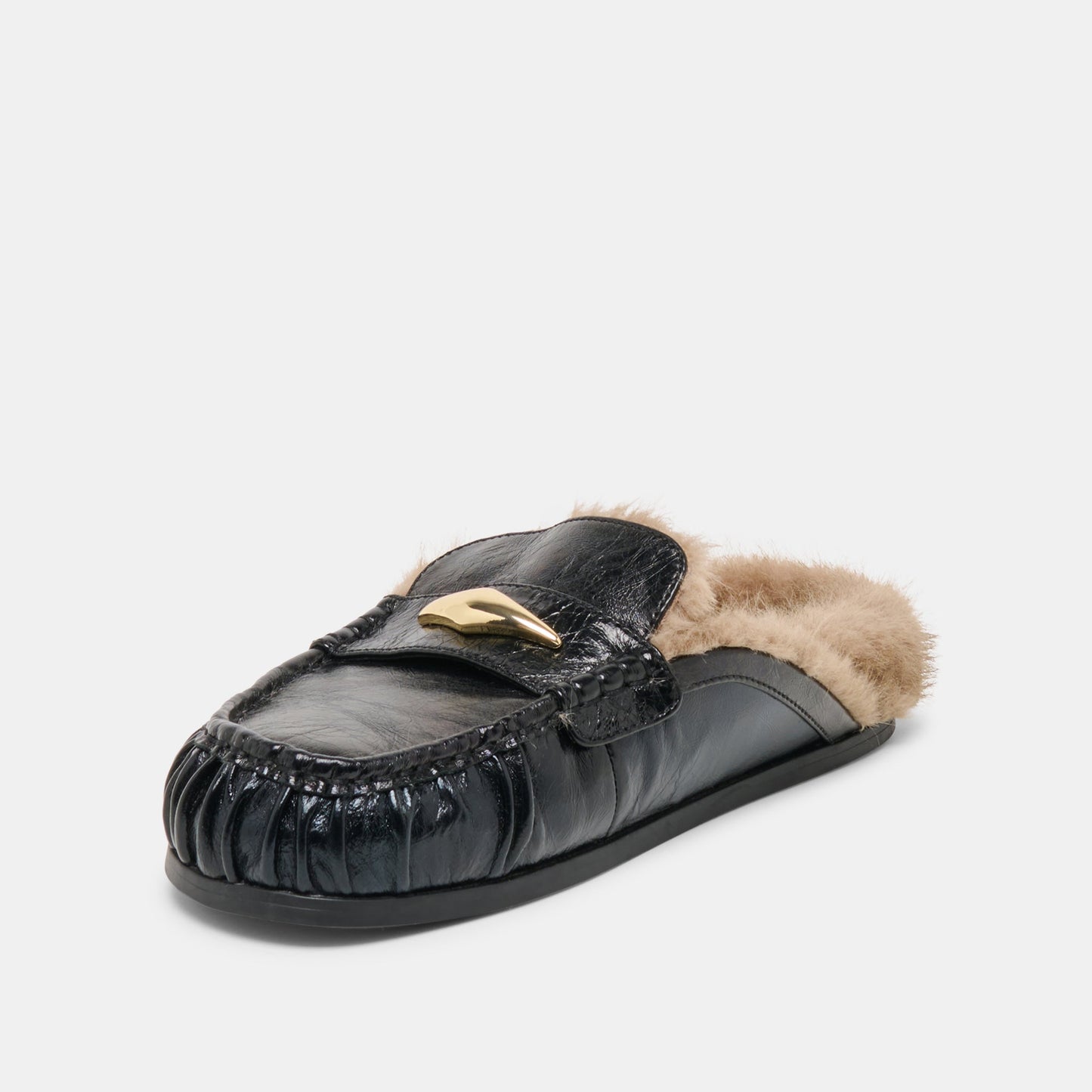 Jodero Plush Black Leather Flats Dolce Vita Sale