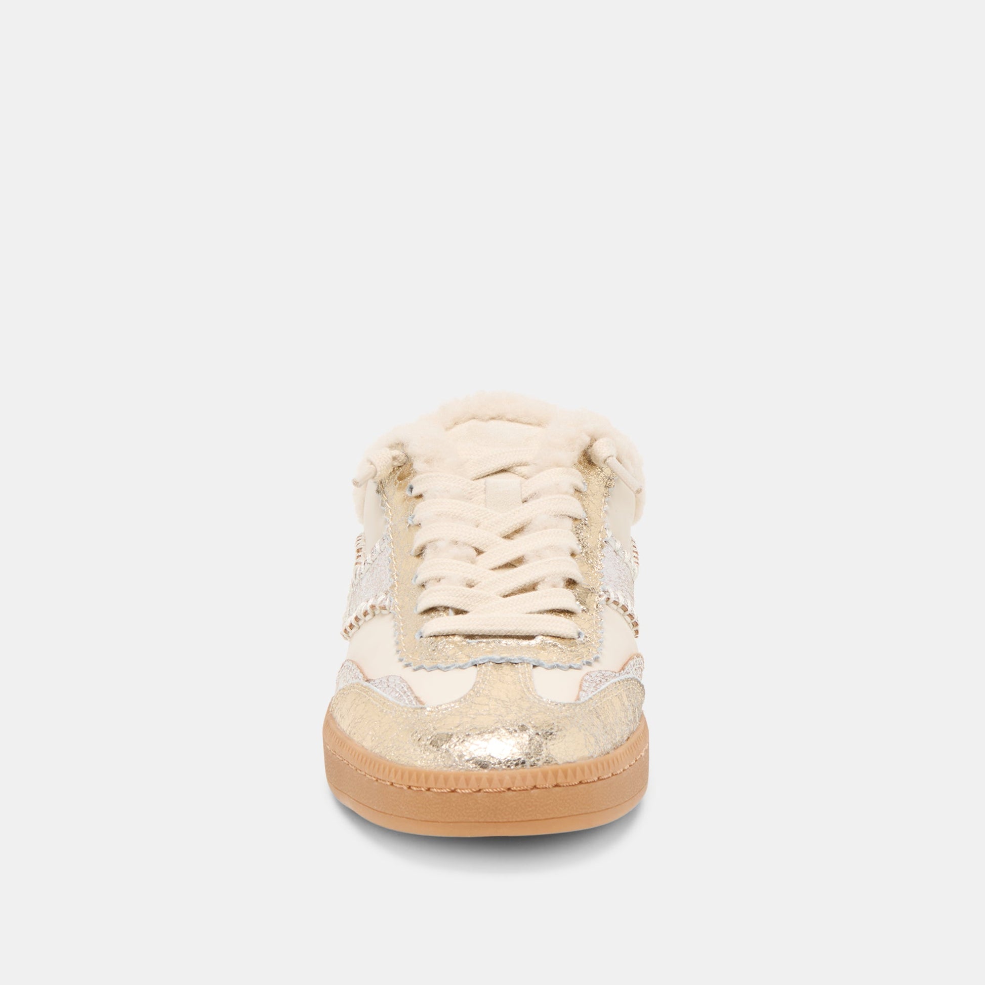 Notice Slide Plush Silver Gold Crackled Leather Sneakers Dolce Vita Online