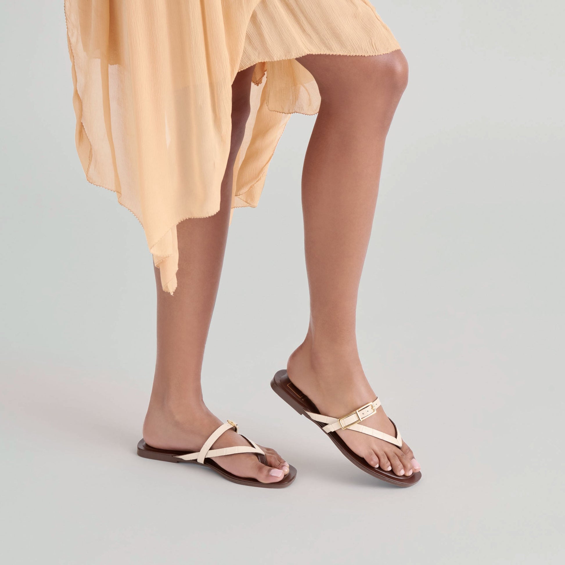 Piers Beige Croco Embossed Leather Sandals Dolce Vita On sale
