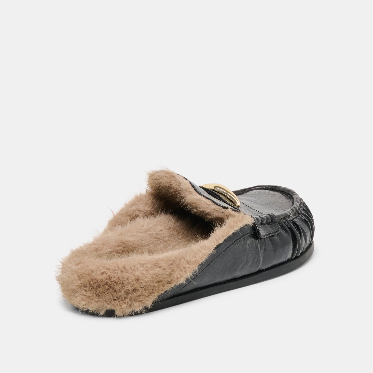 Jodero Plush Black Leather Flats Dolce Vita New